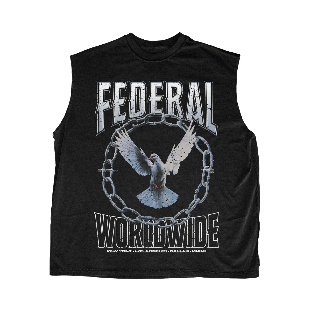 Federal Worldwide Dove sleeveless tee, black