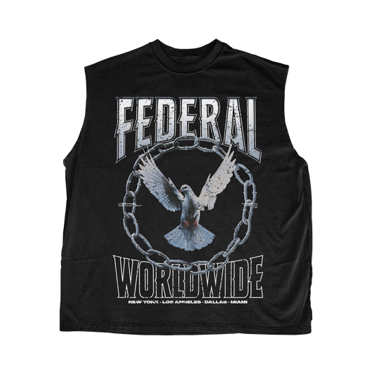 Federal Worldwide Dove sleeveless tee, black
